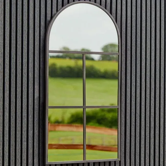Arched Wall Mirror Outdoor - Black, Steel image