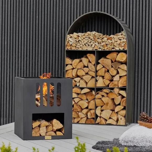 Archway Log Storage Rack - Black, Metal image