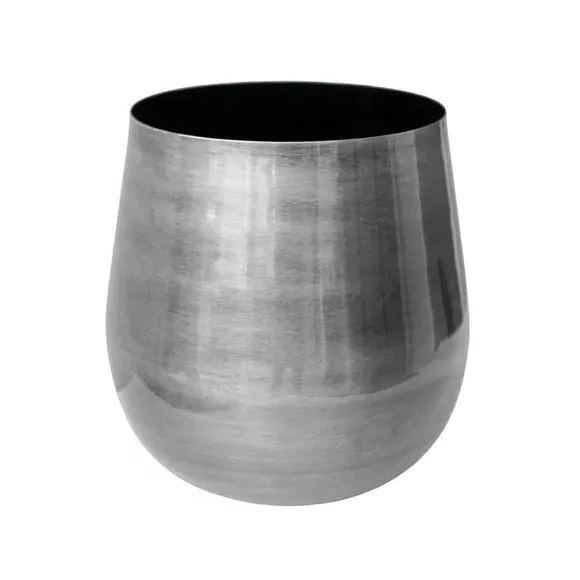 Bell Bottom Plant Pot - Silver, Metal