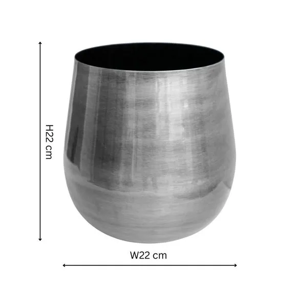 Bell Bottom Plant Pot - Silver, Metal