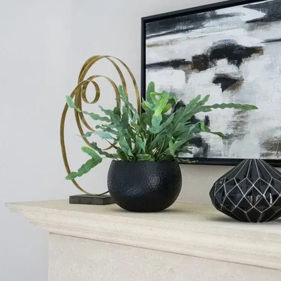 Bowl Plant Pot with Hammered Finish - Black, Iron