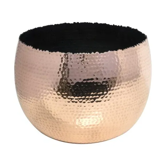 Bowl Plant Pot with Hammered Finish - Copper, Iron