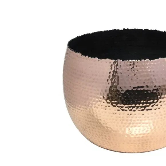 Bowl Plant Pot with Hammered Finish - Copper, Iron