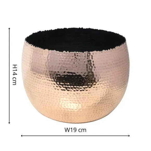 Bowl Plant Pot with Hammered Finish - Copper, Iron