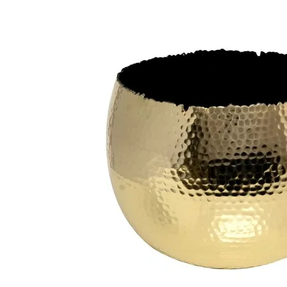 Bowl Plant Pot with Hammered Finish - Gold, Iron