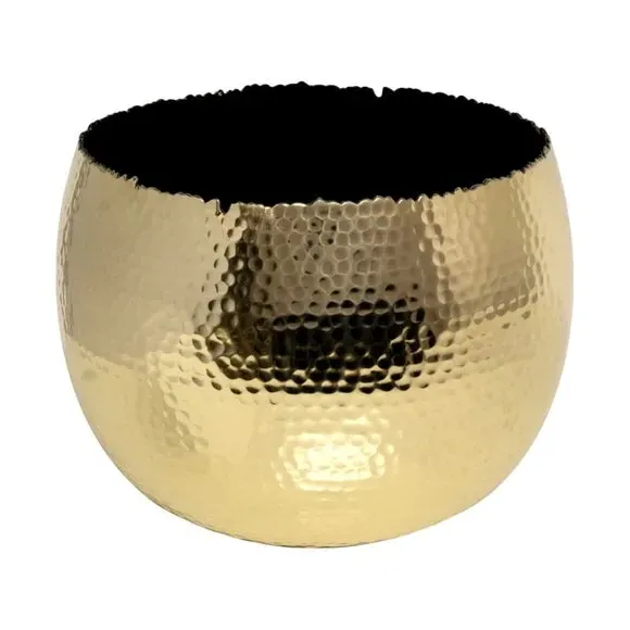 Bowl Plant Pot with Hammered Finish - Gold, Iron