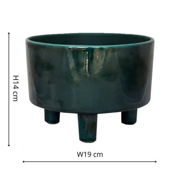Bowl Plant Pot with Premium Glaze - Emerald