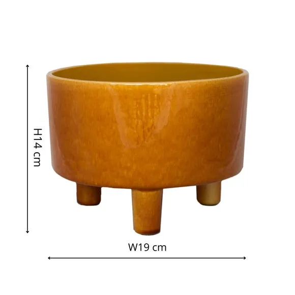 Bowl Plant Pot with Premium Glaze - Mustard