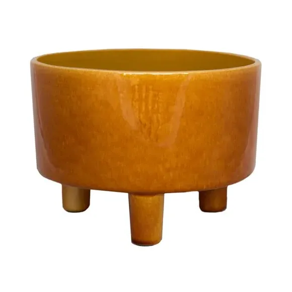 Bowl Plant Pot with Premium Glaze - Mustard
