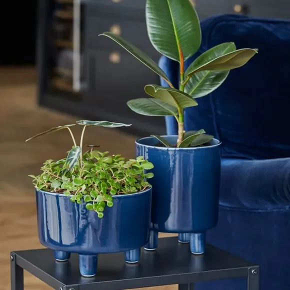 Bowl Plant Pot with Premium Glaze - Navy