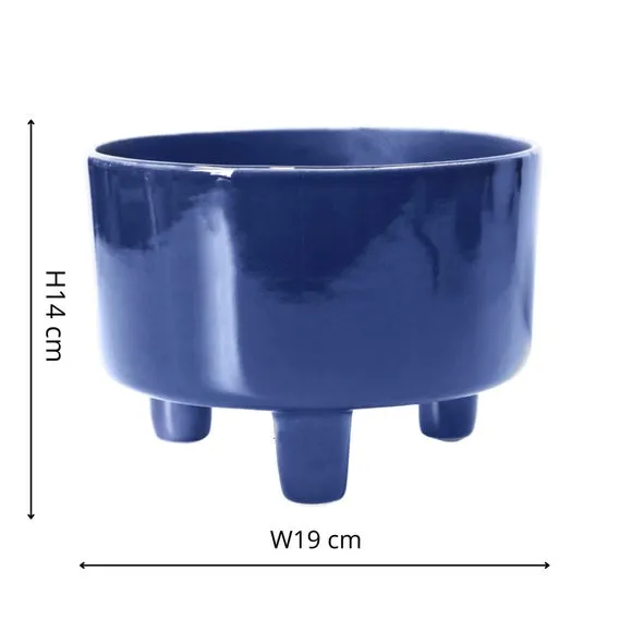 Bowl Plant Pot with Premium Glaze - Navy