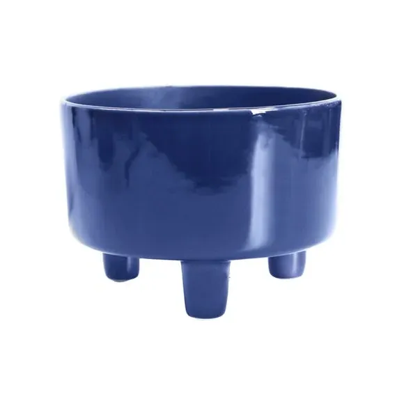 Bowl Plant Pot with Premium Glaze - Navy