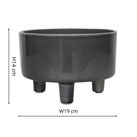 Bowl Plant Pot with Premium Glaze - Slate
