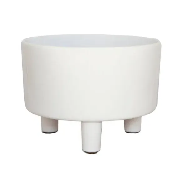 Bowl Plant Pot with Premium Glaze - White