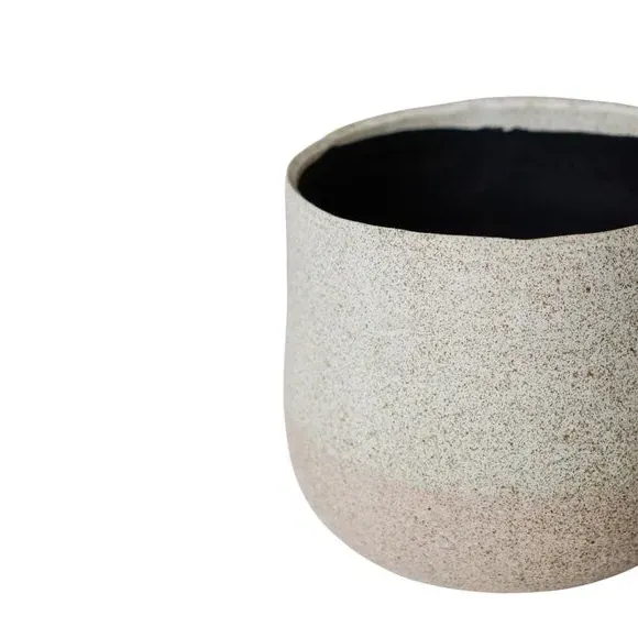 Ceramic Plant Pot with Textured Finish - Cream