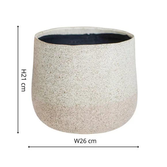 Ceramic Plant Pot with Textured Finish - Cream