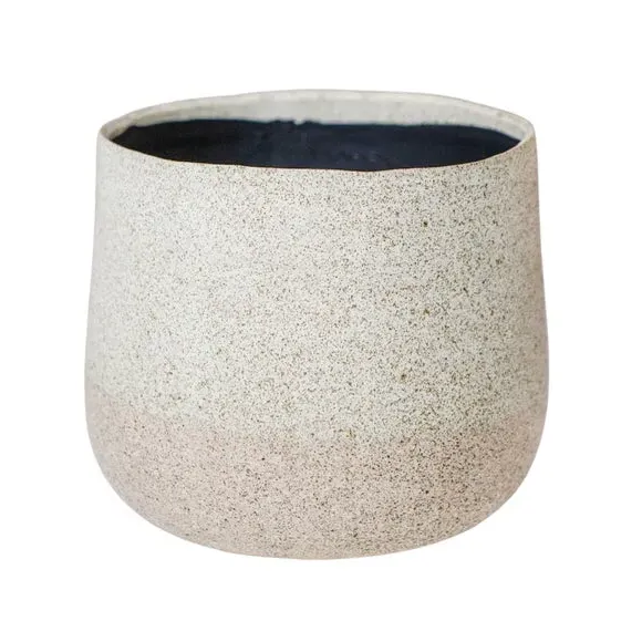 Ceramic Plant Pot with Textured Finish - Cream image
