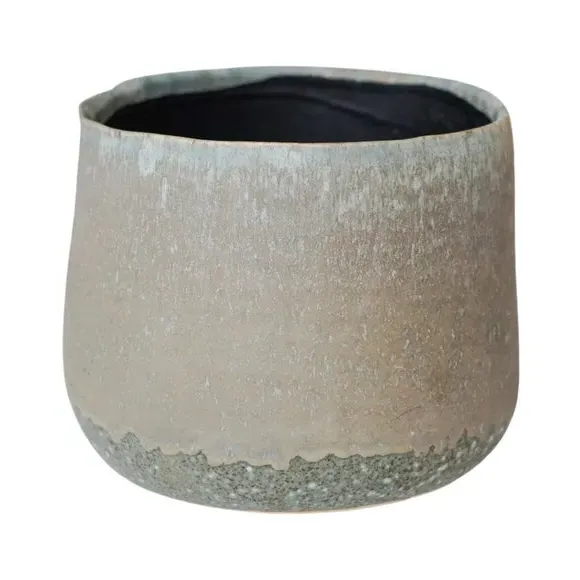 Ceramic Plant Pot with Textured Finish - Grey