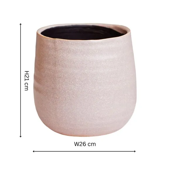 Ceramic Plant Pot with Textured Finish - Pink