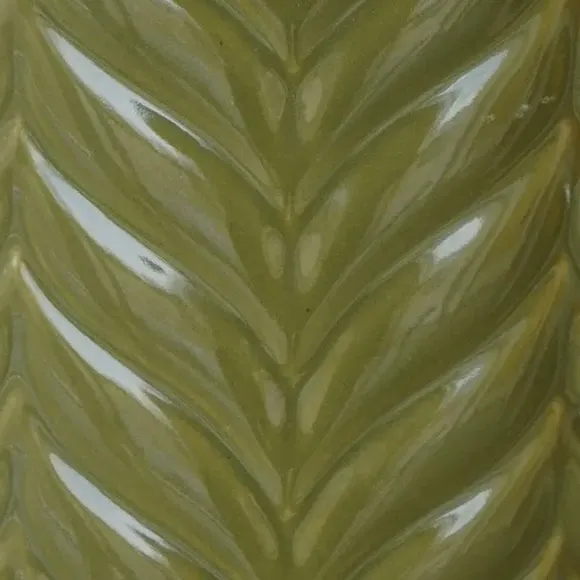 Chevron Plant Pot with Stand - Green, Ceramic