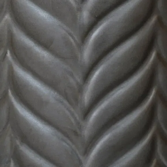 Chevron Plant Pot with Stand - Grey, Ceramic