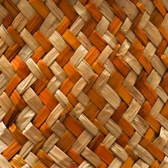 Chevron Storage Basket with Lining - Amber