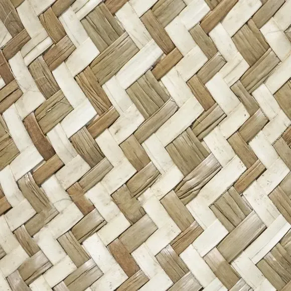 Chevron Storage Basket with Lining - Natural