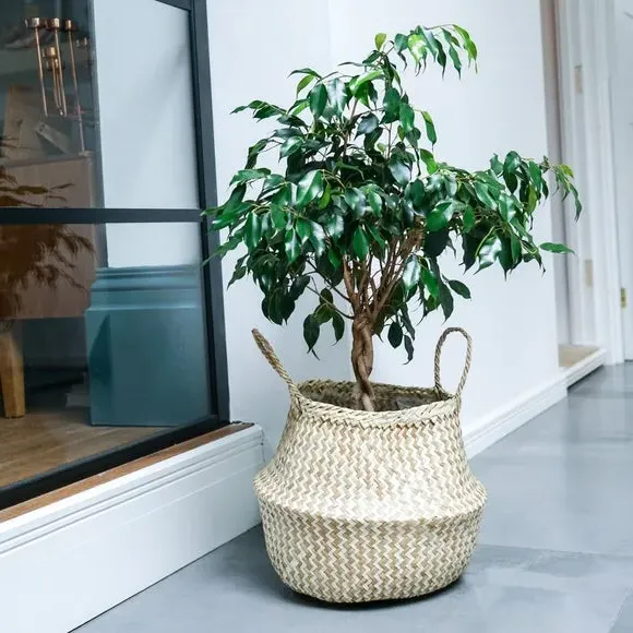 Chevron Storage Basket with Lining - Natural image