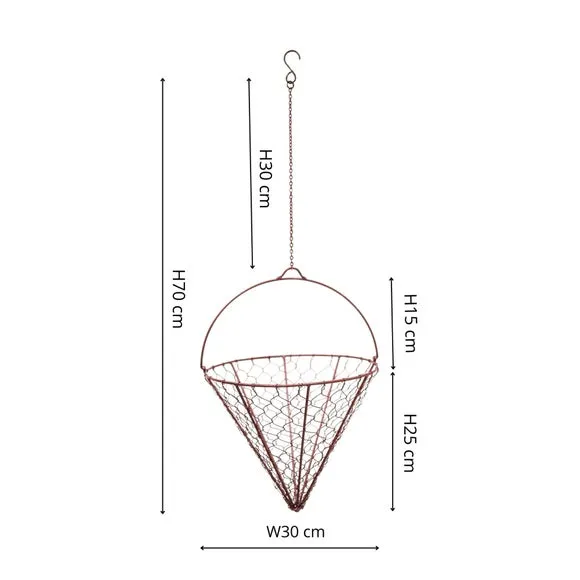 Cone Hanging Basket with Hook - Bronze, Wire