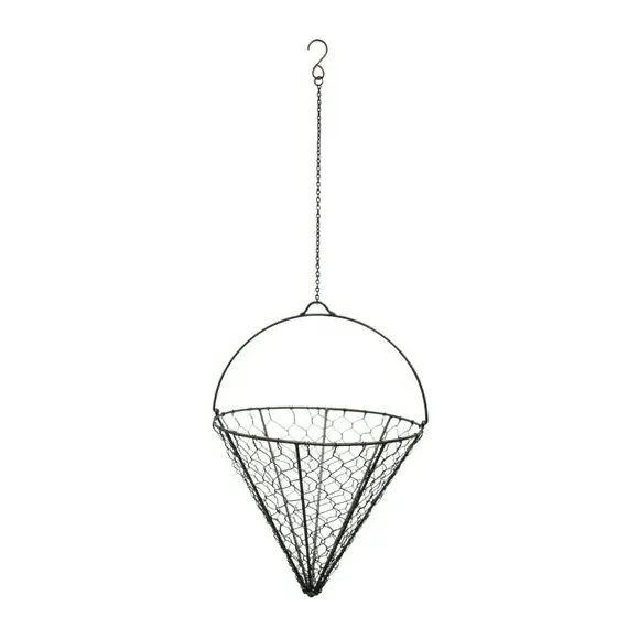Cone Hanging Basket with Hook - Zinc, Wire