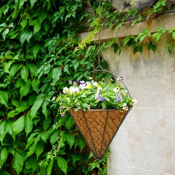 Cone Hanging Basket with Hook - Zinc, Wire