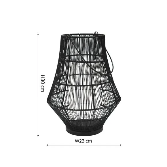 Curve Wirework Lantern with Handle - Black, Metal
