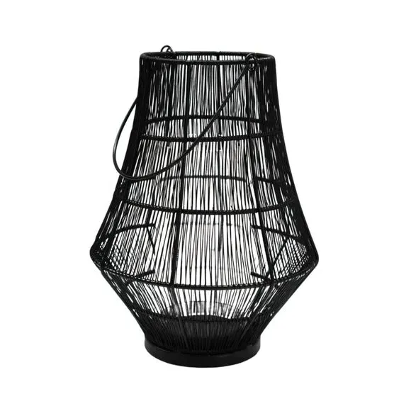 Curve Wirework Lantern with Handle - Black, Metal