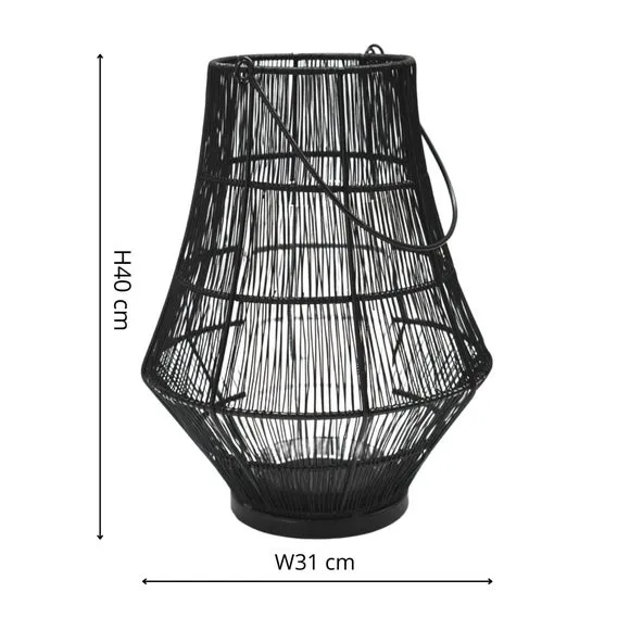 Curve Wirework Lantern with Handle - Black, Metal