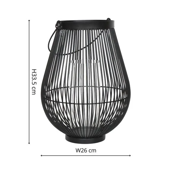 Decorative Lantern with Handle - Black, Metal