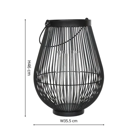 Decorative Lantern with Handle - Black, Metal