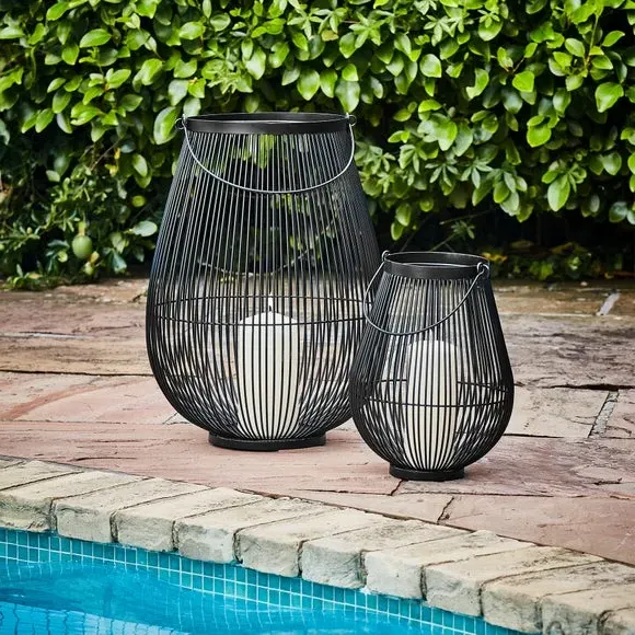 Decorative Lantern with Handle - Black, Metal image