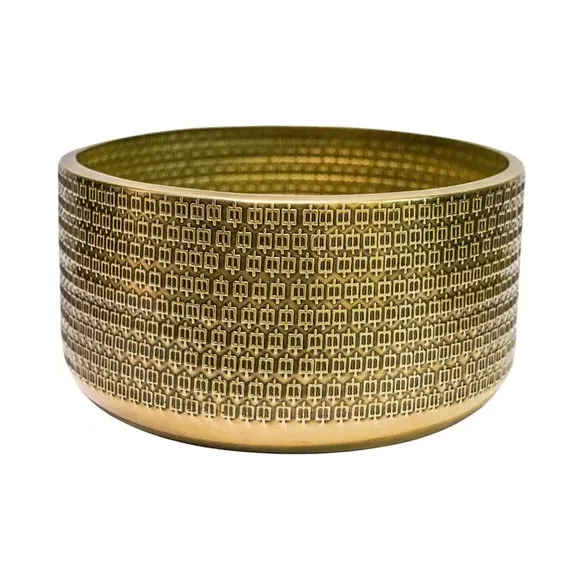 Embossed Bowl Plant Pot - Gold, Steel