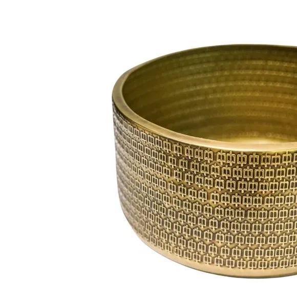 Embossed Bowl Plant Pot - Gold, Steel