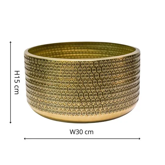 Embossed Bowl Plant Pot - Gold, Steel