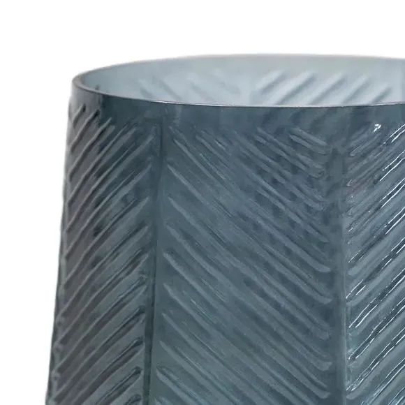 Embossed Candle Holder - Blue, Glass