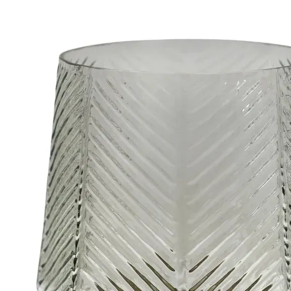 Embossed Candle Holder - Grey, Glass