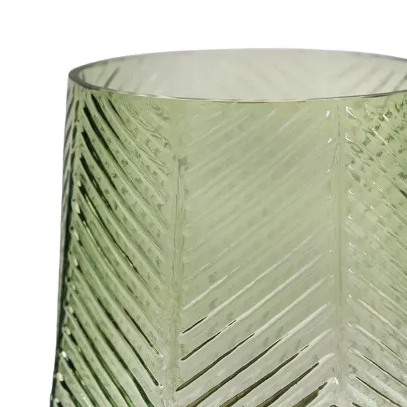 Embossed Candle Holder - Sage, Glass