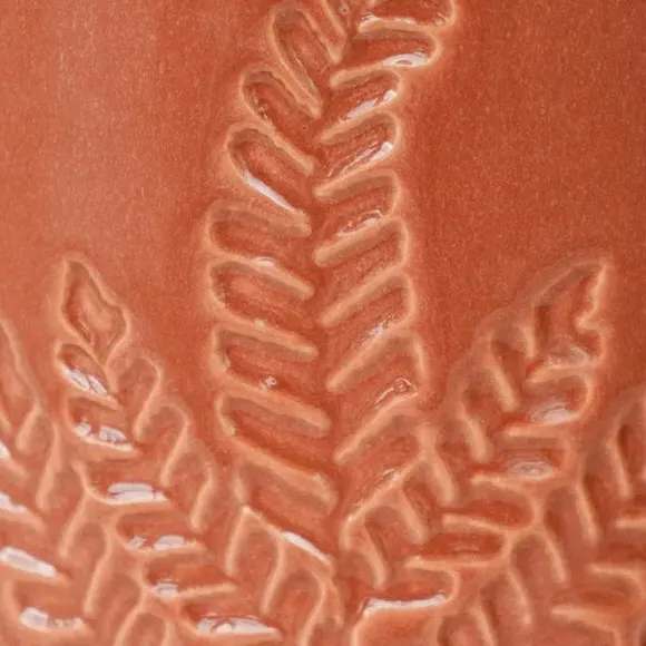 Embossed Fern Plant Pot - Rust, Stoneware