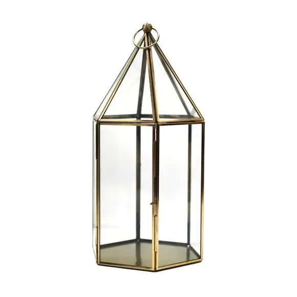 Glass House Terrarium - Brass, Metal
