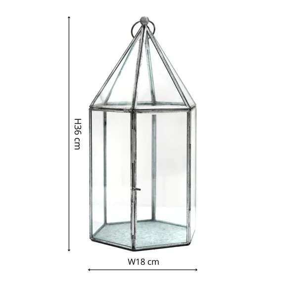 Glass House Terrarium - Grey, Metal