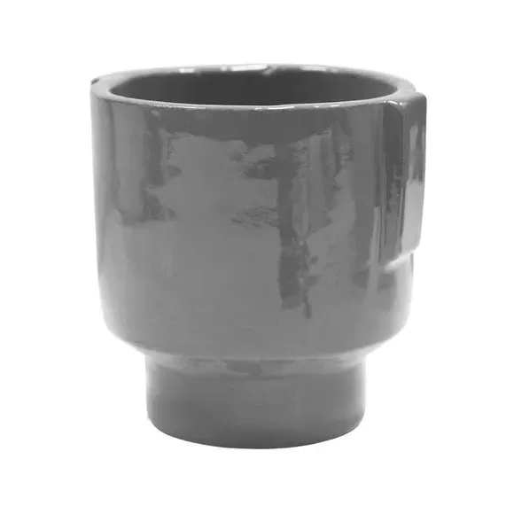Glazed Plant Pot with Handles - Charcoal, Ceramic image