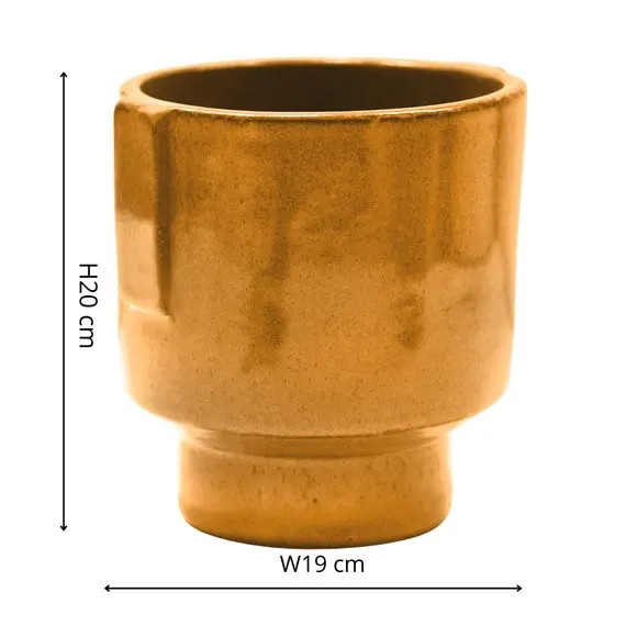 Glazed Plant Pot with Handles - Rust, Ceramic