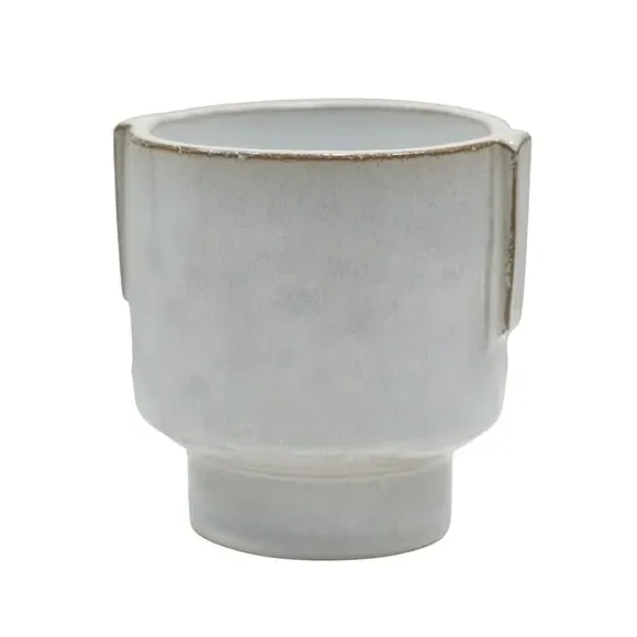 Glazed Plant Pot with Handles - White, Ceramic