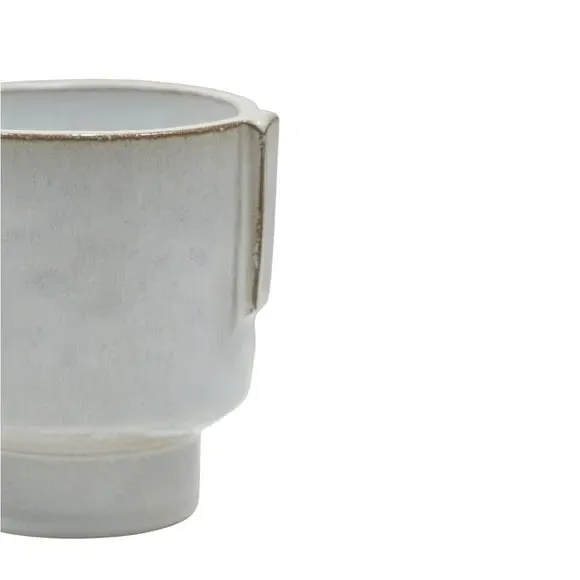 Glazed Plant Pot with Handles - White, Ceramic